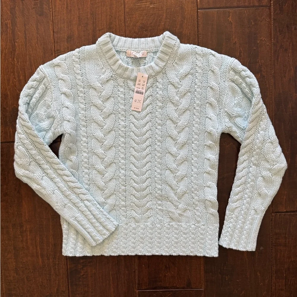 NWT J. Crew Cable-Knit Crewneck Sweater Midday Skies
